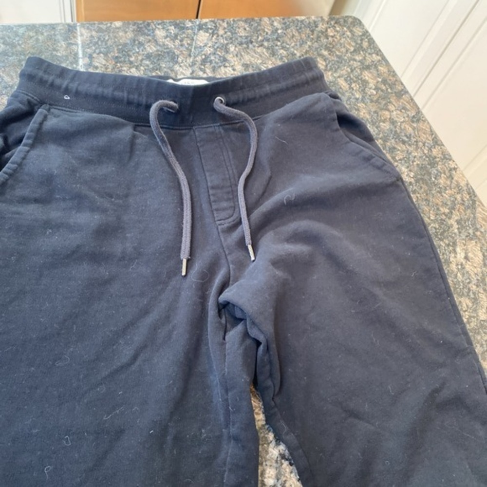 M&S Small Sweat Pant Black Tie Waist Pockets 3624